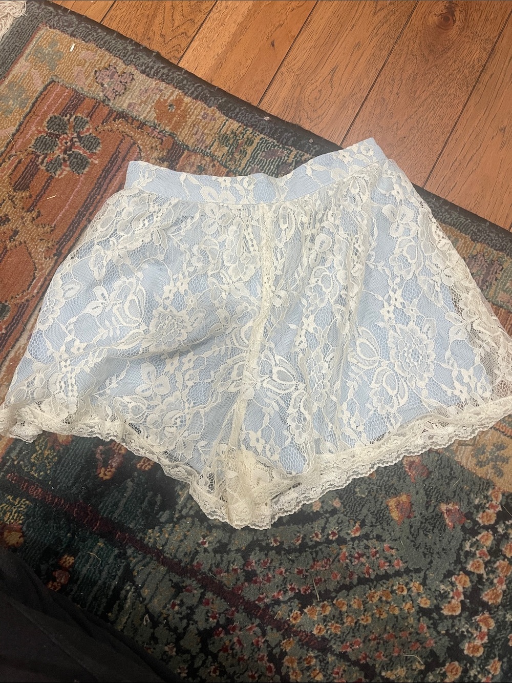 Women's Lace Shorts - Light Blue & Ivory